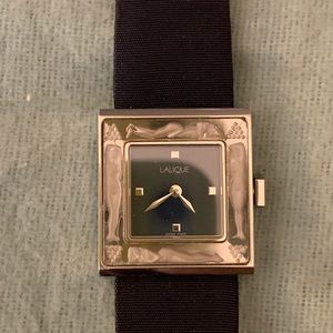 Lalique Bacchantes Stainless Steel Watch , navy ribbon band, Second hand